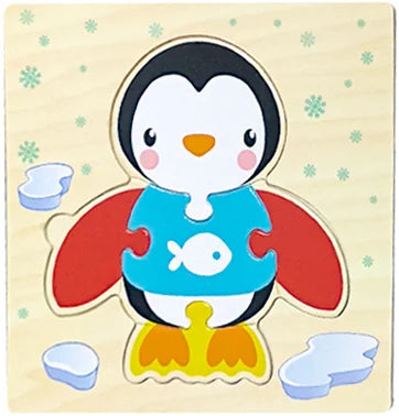 Wooden 3D Jigsaw Puzzle – Fun Cartoon Animals & Vehicles (Educational Toy for Toddlers)