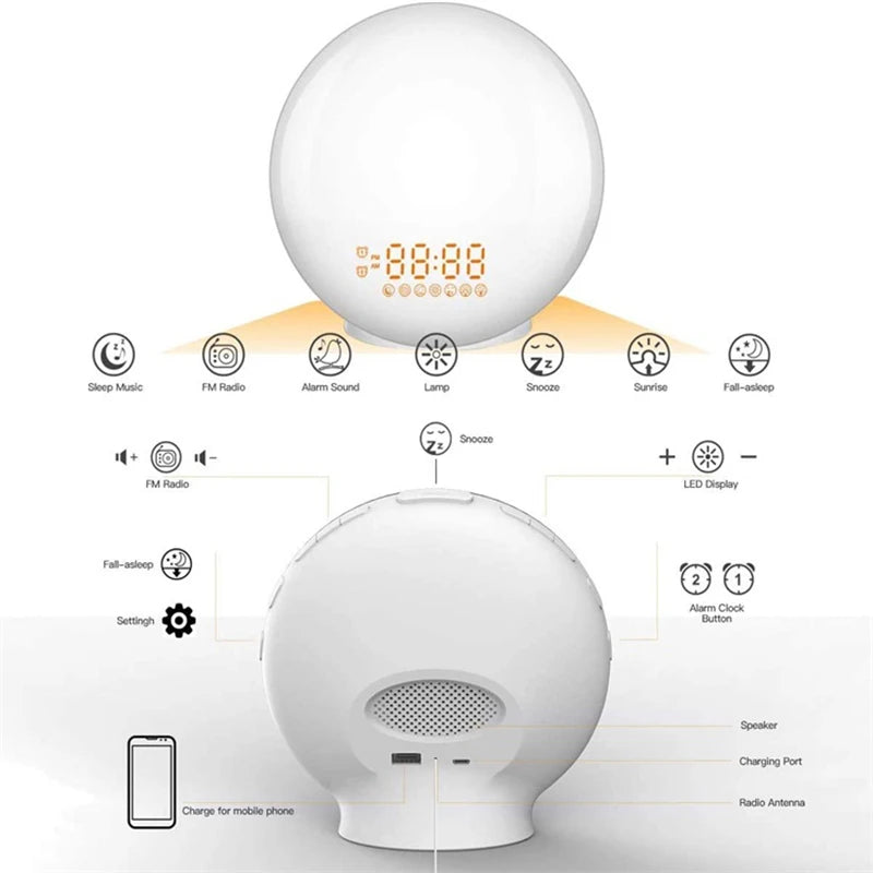 Wake-Up Light Alarm Clock with Sunrise & Sunset Simulation