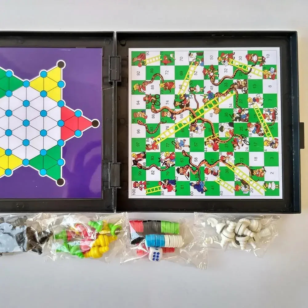 5-in-1 Wooden Board Game Set – Classic Educational Games for Kids & Families