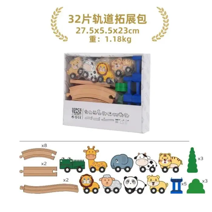 Colourful & Animal Wooden Railway Track Expansion Pack