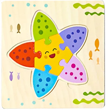 Wooden 3D Jigsaw Puzzle – Fun Cartoon Animals & Vehicles (Educational Toy for Toddlers)