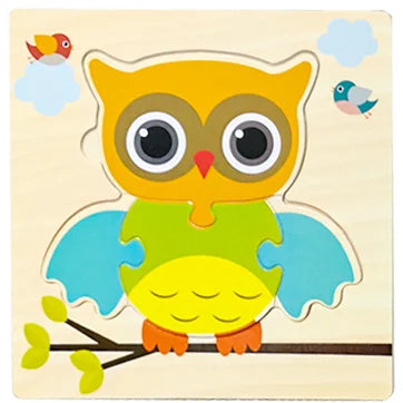 Wooden 3D Jigsaw Puzzle – Fun Cartoon Animals & Vehicles (Educational Toy for Toddlers)