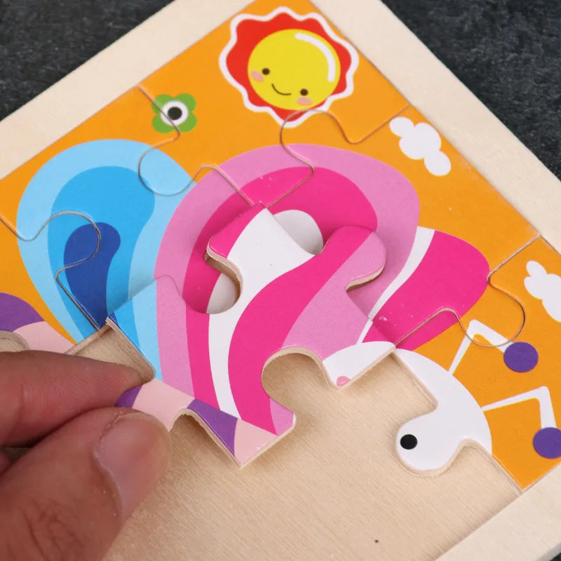 3D Wooden Cartoon Animal & Vehicle Puzzle – Montessori Early Learning Toy (11x11cm)