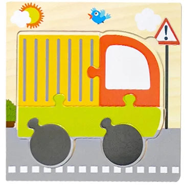 Wooden 3D Jigsaw Puzzle – Fun Cartoon Animals & Vehicles (Educational Toy for Toddlers)