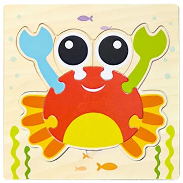 Wooden 3D Jigsaw Puzzle – Fun Cartoon Animals & Vehicles (Educational Toy for Toddlers)