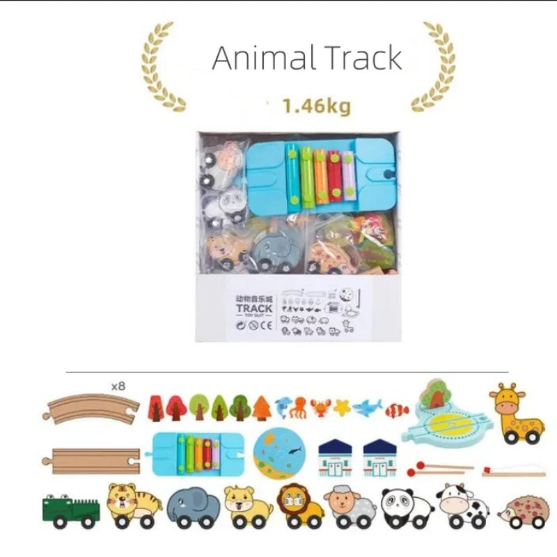 Colourful & Animal Wooden Railway Track Expansion Pack