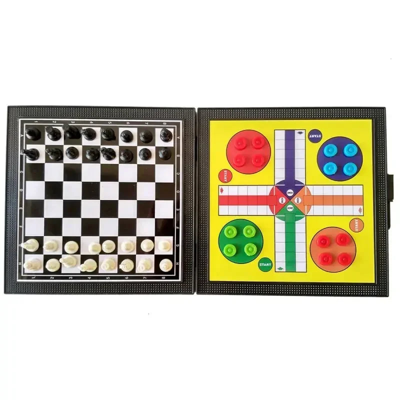 5-in-1 Wooden Board Game Set – Classic Educational Games for Kids & Families