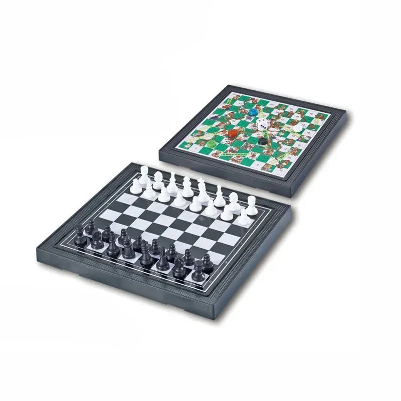 5-in-1 Wooden Board Game Set – Classic Educational Games for Kids & Families