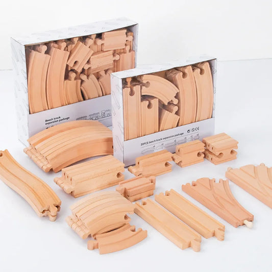 Multiple Size Sets of Beech Wooden Railway Train Track