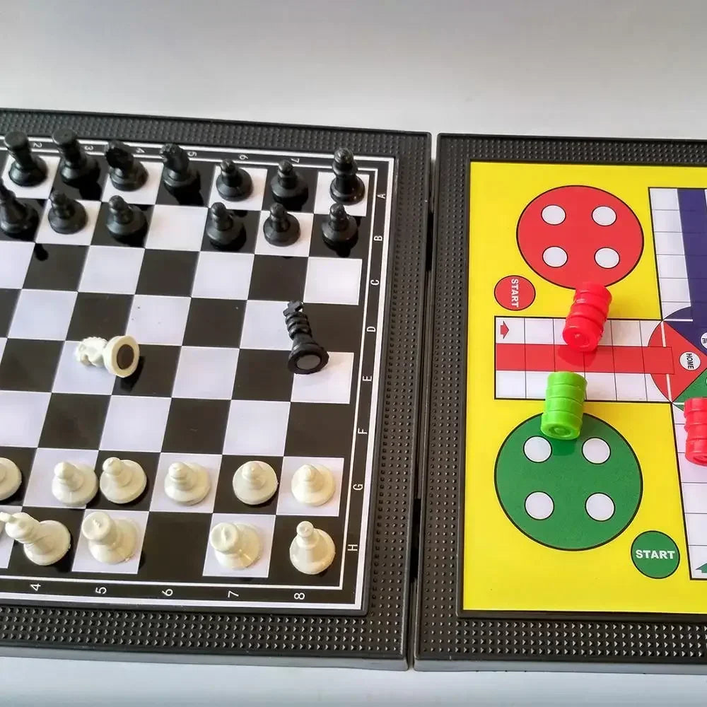5-in-1 Wooden Board Game Set – Classic Educational Games for Kids & Families