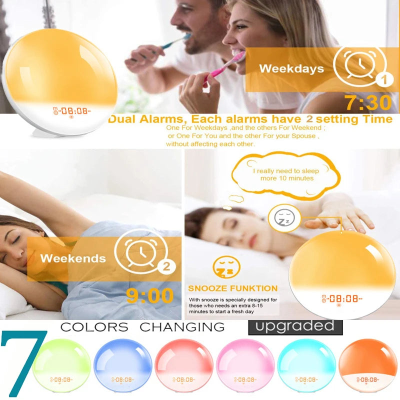 Wake-Up Light Alarm Clock with Sunrise & Sunset Simulation