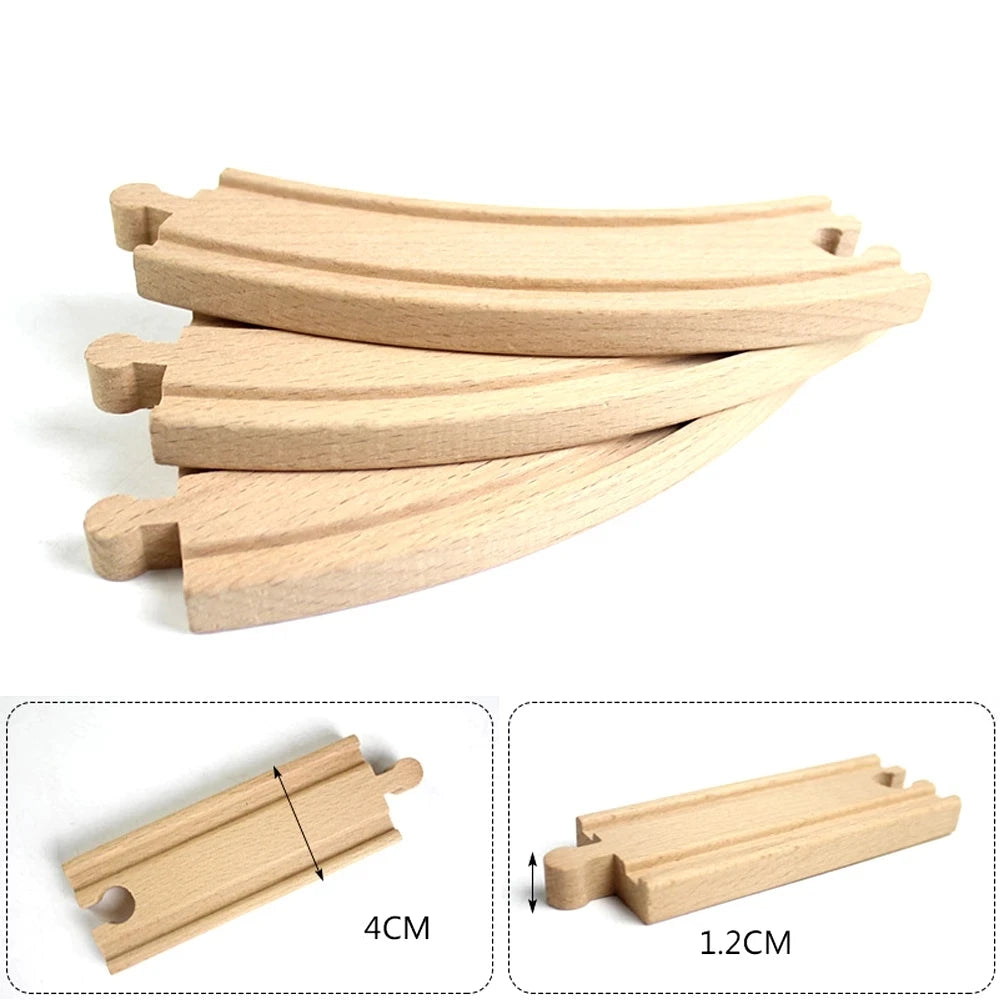 Multiple Size Sets of Beech Wooden Railway Train Track