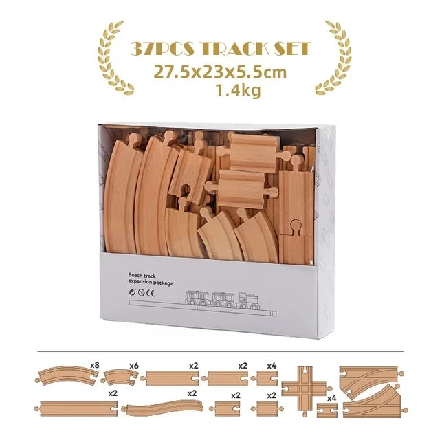 Multiple Size Sets of Beech Wooden Railway Train Track