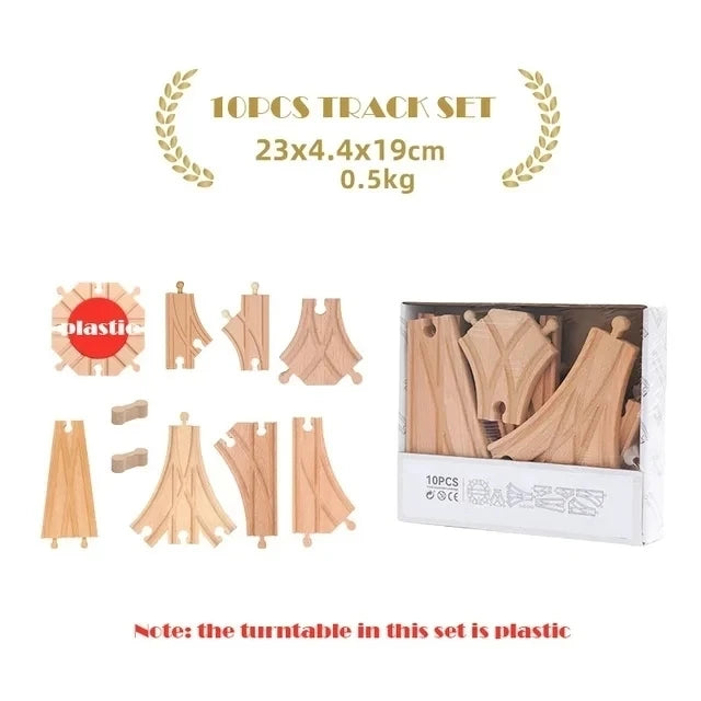 Multiple Size Sets of Beech Wooden Railway Train Track