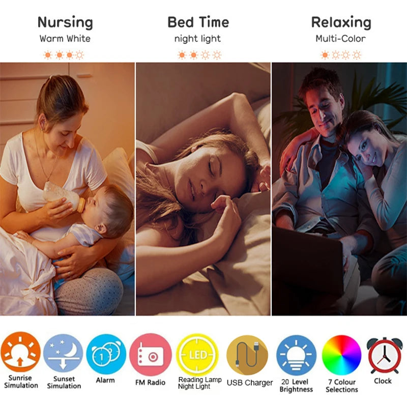 Wake-Up Light Alarm Clock with Sunrise & Sunset Simulation