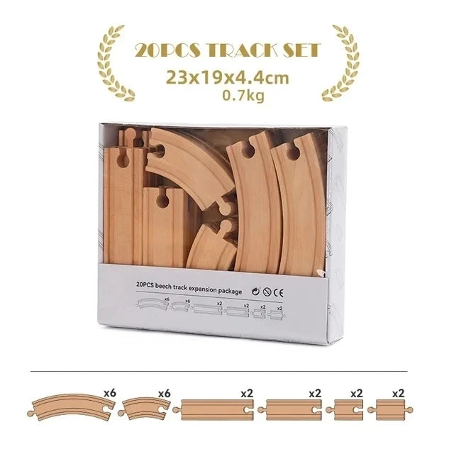 Multiple Size Sets of Beech Wooden Railway Train Track