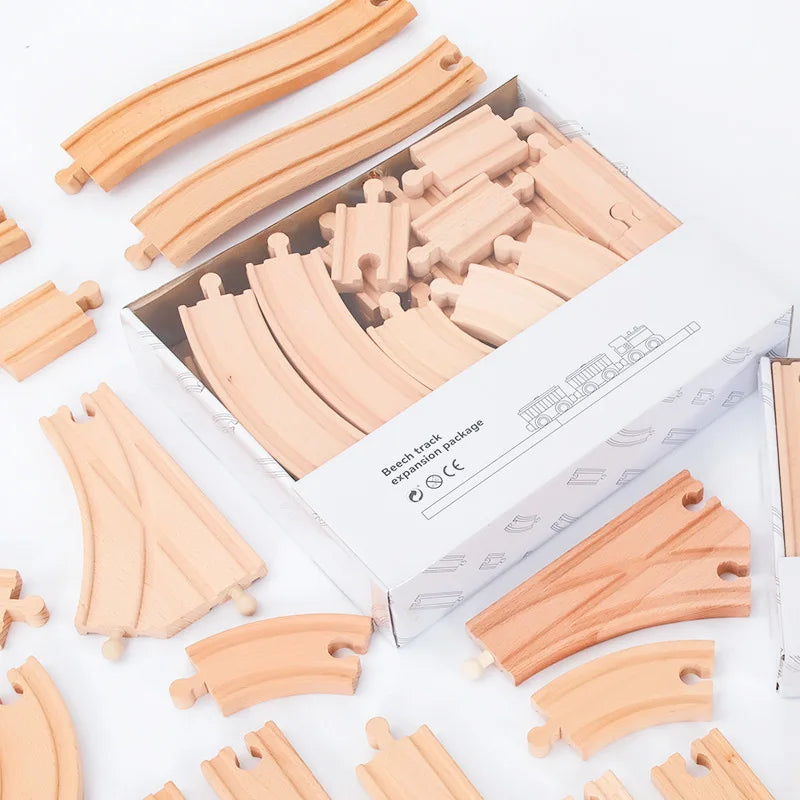 Multiple Size Sets of Beech Wooden Railway Train Track